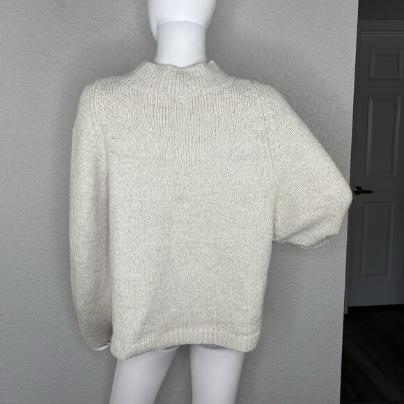 Old Navy Womens Sweater Mock Neck Dolman Sleeve Ivory Boxy Crop Neutral Size L - Picture 3 of 5